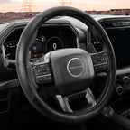 Customized Auto Car Steering Wheel Cover for Dodge RAM 1500 2500 3500, 15.5-16 inch(Black+Orange-Large Size)