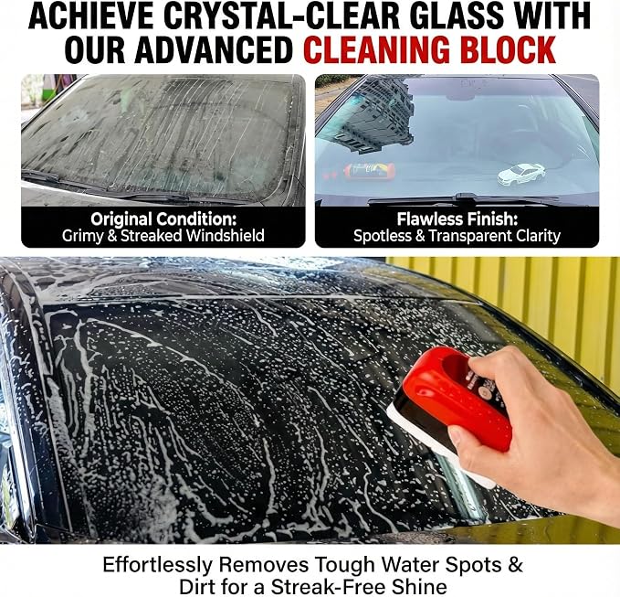 2 PCS Car Windshield Oil Film Cleaner Brush - Hydrophobic Glass Coating Applicator for Crystal Clear Visibility