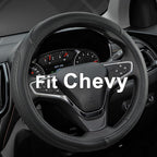 Customized Auto Car Steering Wheel Cover for Chevy 14.5-15 inches, Steering Wheel Cover for Chevrolet(Black Line-Standard Size)