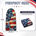 Car Seat Towel Cover for Front Seats, 1Pc Sweat Absorbent Car Seat Protector with Non-Slip Backing, Waterproof Towel Car Seat Covers for Runners, Gym, Swimming, Beach, Pets, Patchwork Flag