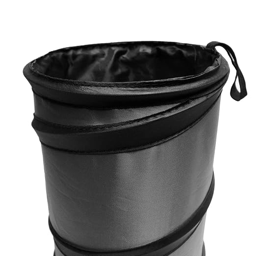 Automotive Waterproof Portable Collapsible Small Trash Can Garbage Container fits Most Cars,Polyethylene, SUVs, and Trucks Gray