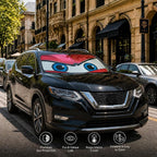 Car Windshield Sun Shade, Universal Fit Midsized Sedan SUV, Angry Red | 63 x 31.5" Windshield Cover, Foldable Front Window Sunshade, UV Heat Protection, Cute Eyes Series