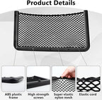2 PCS Car Net Pocket, ABS Plastic Frame Cargo Net Storage Car Pockets Phone Net, Cars Mesh Nets Pockets with Screws for Auto, RV, Boat, and Camper Storage Nets (15.7 x 7.9 Inch)