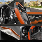 Steering Wheel Cover for Car, Standard Size 14.5-15 inch, Auto Interior Accessories, Black and Orange
