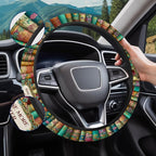 Vintage Classic Books Steering Wheel Cover, Polyester Car Wheel Grip, Universal 15 Inch for Cars SUVs Trucks