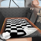 Backseat Pet Bed Mat,Dog Seat Covers,Truck Plaid Dog Bed for Car Back Seat | Non-Slip Travel Pet Mat, Back seat Extenders for Car/SUV (For L-Black/White)