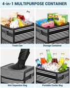Car Trash Can with Lid, Leakproof Car Trash Bag Hanging Waterproof Automotive Garbage Can with Storage Pockets Mini Vehicle Trash Bin for Back/Front Seat(Stripe,2.5 Gallon)