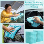 15 Pcs Car Microfiber Towels Buffing Drying Wash Cleaning Cloths Plush Large Towels Thick Care Polishing Detailing Waxing Scratch Proof Towel, 15.75 x 15.75 Inch (Light Blue)