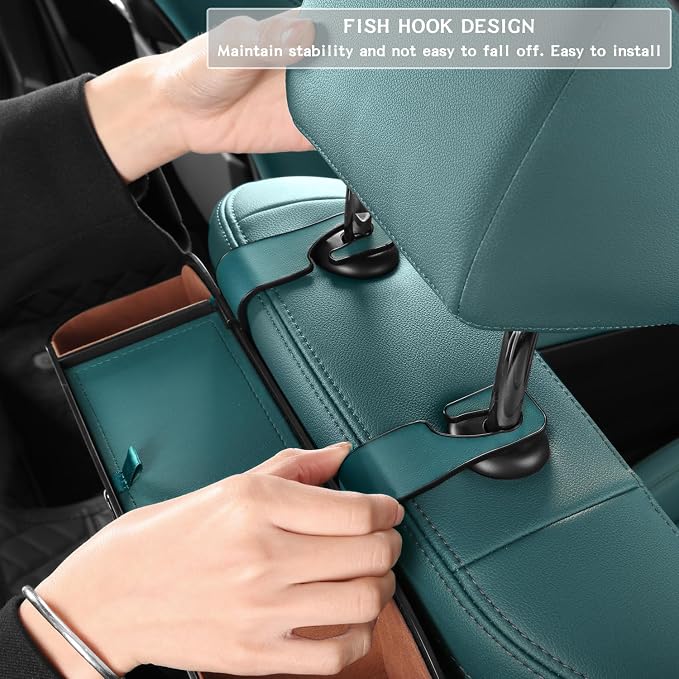 Car Back Seat Organizer with 2 Drink Cup Holder - Tissue Box and Storage Box Hook - Multi-functional Storage - Great for Kids and Travel (Blue)