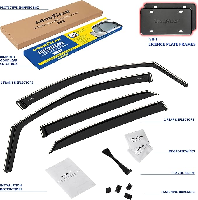 Goodyear Shatterproof in-Channel Window Deflectors for Lexus RX 350, RX 450H 2016-2022, Rain Guards, Window Visors for Cars, Vent Deflector, Car Accessories, 4 pcs - GY008425