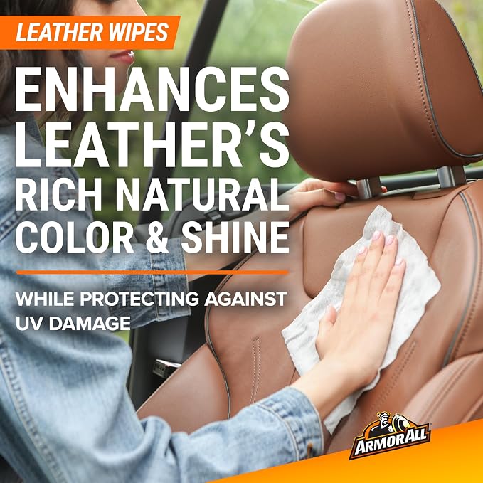 Interior Car Cleaning Wipes Kit, Disinfects, Protects, and Cleans Car Interiors, Includes Leather Care Wipes, Glass Wipes, Disinfectant Wipes, and Protectant Wipes, 4 Count