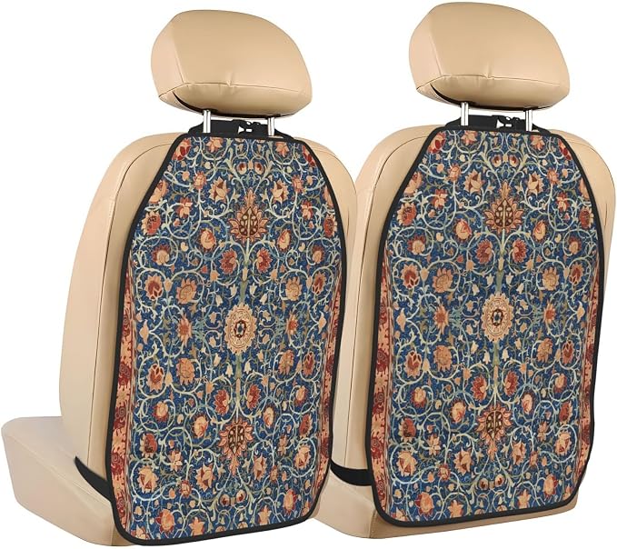 Holland Park Carpet William Morris Car Seat Back Kick Protectors Kick Mats With Storage Pockets For Vehicles To Protect From Dirt Mud Scratches 2 Pack