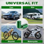 12PCS Tire Valve Stem Caps, Car Exterior Accessories, Aluminum Alloy Valve Cover Universal for Cars, Trucks, Motorcycles and Bicycles (Green)