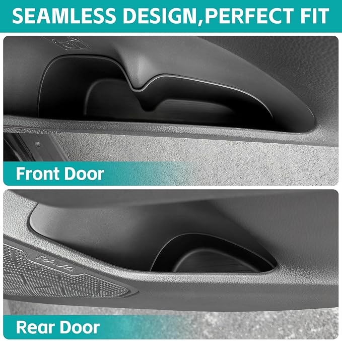 Door Side Storage Box Compatible with 2019-2025 Toyota RAV4 Accessories, Front & Rear 4PCS Door Handle Insert Organizer Tray, TPE Phone Pockets Fit for RAV 4 RAV-4 Accessories