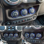 Audio Air Conditioning Button Cover Decoration Twist Switch Ring Trim for Jeep Wrangler JK JKU Patriot 2011-2018, Compass 11-16, Liberty 08-12, Dodge Challenger 08-14 Interior Accessories (Blue)