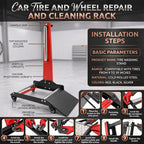 Rolling Wheel Detailing Stand – Heavy-Duty Tire Cleaning and Polishing Roller with 3-Way Rotating Rollers for Ceramic Coating, Tire Shine, Car Wheel Wash – Garage Accessory for Auto Detailers