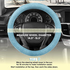 Cinnamoroll Steering Wheel Cover, Official Sanrio Car Steering Wheel Cover with Universal Size 14.5-15.5, Cute Blue for Women, Cinnamoroll Car Accessories (Cinnamoroll Blue Monogram)