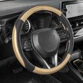 Steering Wheel Cover for Car, Standard Size 14.5-15 inch, Auto Interior Accessories, Black with Golden Carbon Fiber Pattern