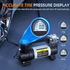 Portable Air Compressor Tire Inflator 12V Heavy Duty 120PSI Metal Pump Double Cylinder Digital Pressure Fast Inflate Auto Shutoff for Car SUV Motorcycle