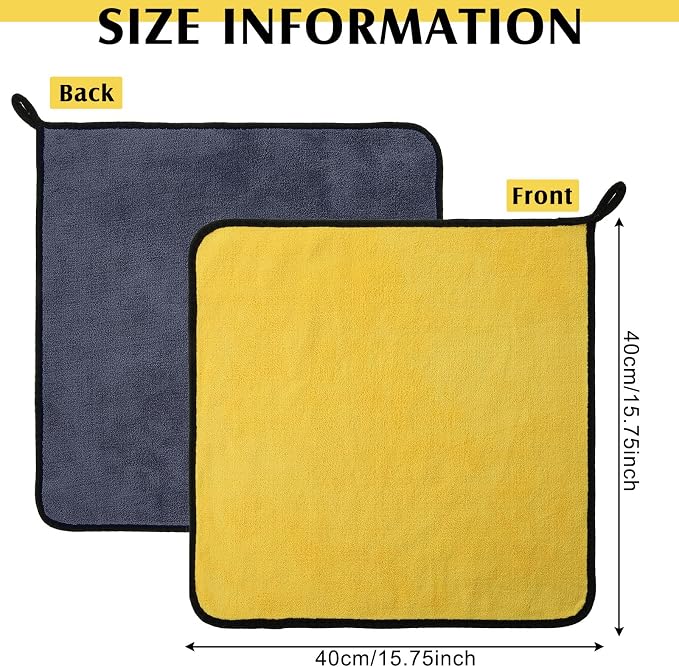20 Pcs Microfiber Car Drying Towels Microfiber Cleaning Cloth 800 GSM Thick Plush Cleaning Dusting Cloth Auto Detailing Absorbent Towels Rags for Car Household Kitchen Window(Grey and Yellow)