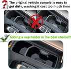 2PCS Center Console Cup Holder Inserts for 2024 2025 2026 Toyota Grand Highlander Accessories TPE Cup Holder Protector Drink Holder Coaster Liner for Grand Highlander Interior Black