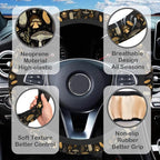 Vintage Mushroom Steering Wheel Cover for Women, Anti-Slip Car Steering Wheel Cover with 2 Pcs Cup Holders Neoprene Breathable Car Accessories Universal 15 Inch Auto Interior Decor