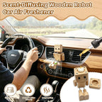 2-in-1 Wood Car Air Diffuser - Shaking Wooden Man Figurine, Wooden Car Dashboard Decorations, Shaking Feet Wooden Doll with Car Vent Clips, Funny Car Accessories Interior Gift