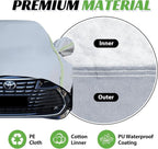 Half Car Cover Snow, Windshield & Sunroof Cover for Ice and Snow with Green Reflective Strip, Hail Protector Car Cover Waterproof All Weather for Snow, Sun, Rain, Dust, Fit Sedan Universal