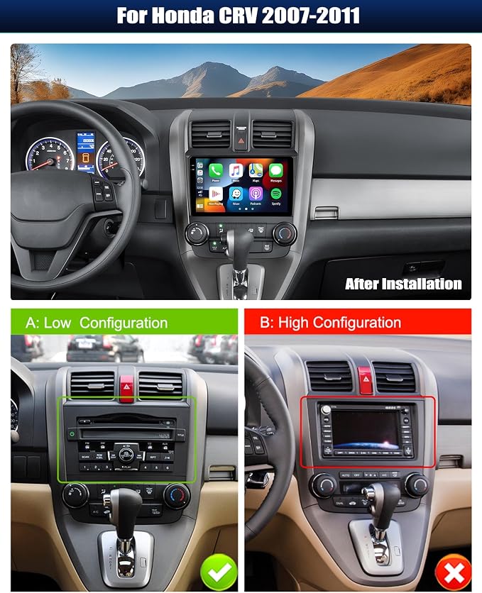 Car Stereo for Honda CRV 2007-2011 Car Radio,MP5 Player with Apple Carplay Android Auto Mirror Link, 9" Touch Screen Car Radio with Bluetooth Backup Camera FM SWC Dual USB Input