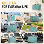 Extra Large Utility Tote Bag - Standing Reusable Grocery Bag with Handle, Collapsible Storage for Shopping, Beach