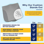 Car Seat Cushion – Memory Foam Pad for Driving Comfort – Boosts Height and Relieves Coccyx & Lower Back Pain – Car, Truck, Office Chair (Leather & 4D Mesh Gray)