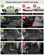 3W Floor Mats (with Metal Pedals) Fit for Ford F-150 2015-2026 & F150 Lightning 2022-2025 SuperCrew, TPE All Weather Car Mats Custom Fit Accessories (w/s Original fold Under-Seat Storage Box)
