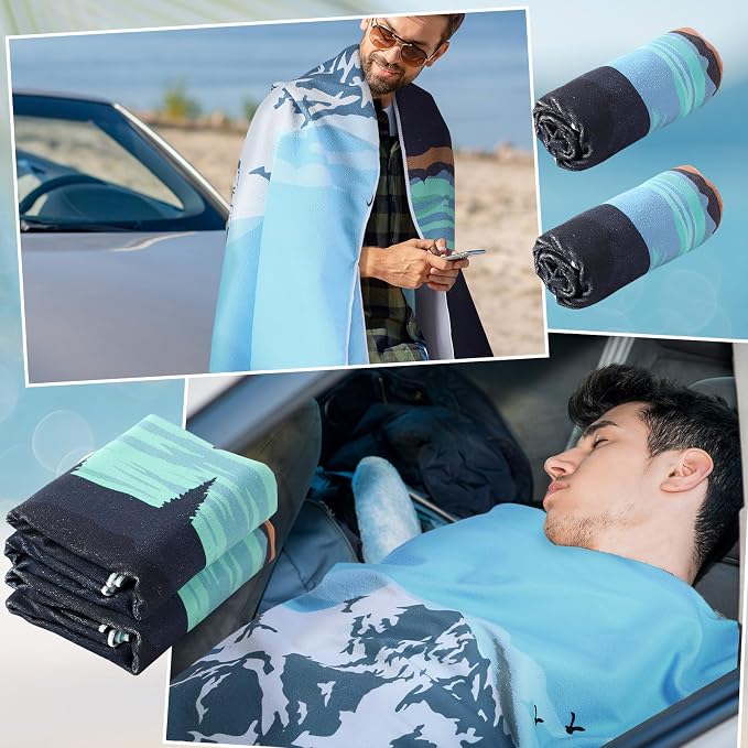 2 Pack Car Seat Towel Covers Athletic Running Towel Performance Microfiber Post Workout Sweat Washable Cover Non Slip for Seat Outdoor Sport (Glacier)