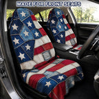 Car Seat Towel Cover 2 Pack for Front Seats, Sweat Absorbent Car Seat Protector with Non-Slip Backing, Waterproof Towel Car Seat Covers for Runners, Gym, Swimming, Beach, Patchwork Flag