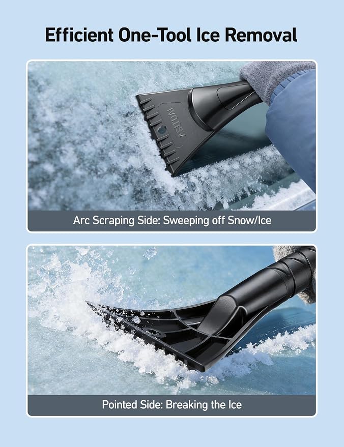 47.2" Ice Scrapers for Car Windshield, 3 in 1 Sturdy Snow Brush with Squeegee, 10 Adjustable Length Settings, Extendable Aluminum Handle, 180° Pivoting Snow Scraper for Car, Truck, SUV(Blue)