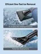 47.2" Ice Scrapers for Car Windshield, 3 in 1 Sturdy Snow Brush with Squeegee, 10 Adjustable Length Settings, Extendable Aluminum Handle, 180° Pivoting Snow Scraper for Car, Truck, SUV(Blue)