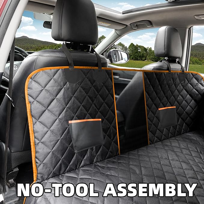 Smouatou Dog Car Seat Cover for Back Seat, Sturdy Backseat Extender for Dogs,New Scratch Resistant, Anti Slip Portable Dog Hammock,Suitable for Cars and SUVs,Car Travel Pet Bed,Hard Bottom (L)