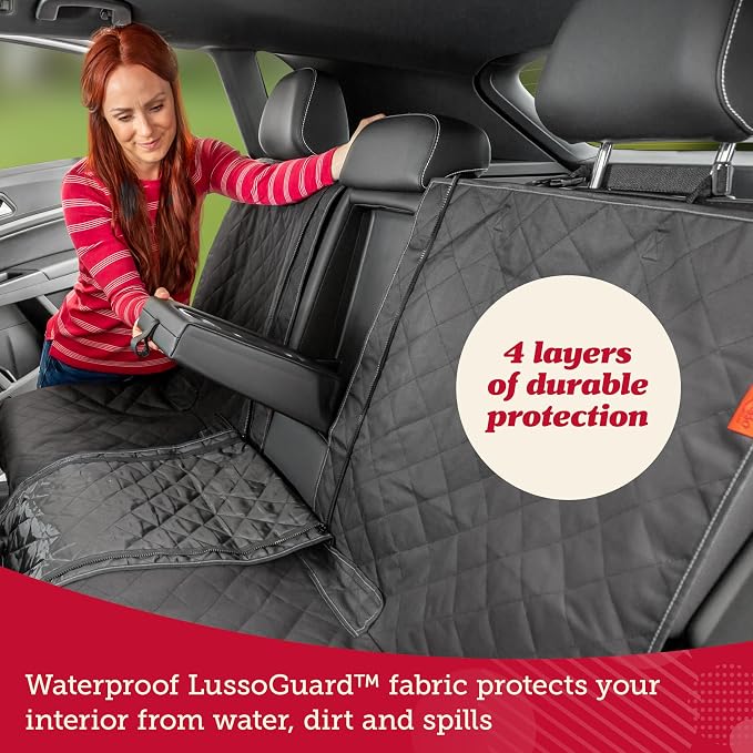 Dog Car Seat Cover for Back Seat - Tan, Universal Fit - Waterproof & Non-Slip Oxford Fabric Cover - Protector for SUV & Truck - Pet Travel Accessory