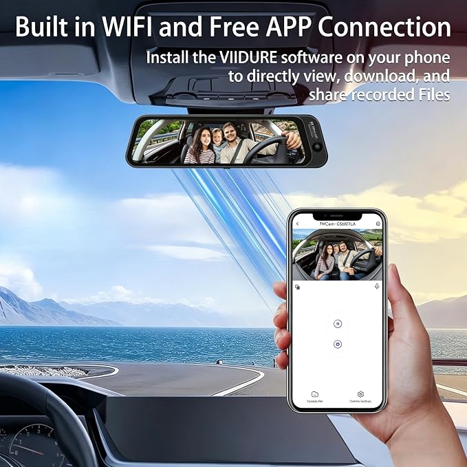 Three Recording Camera: 4K+2K+2K HD Car Dash Cam with Voice Control, Wi-Fi Rearview Camera, WDR Night Vision, G-Type Sensor, 24H Parking Monitoring & ABS