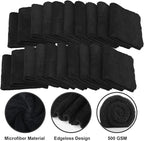 30 Pcs 12.5 x 12.5 Inch Edgeless Microfiber Plush Towels for Cars Detailing Drying Wash Polishing Absorbent Cleaning Cloths, 500 GSM (Black)
