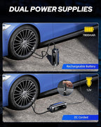 Tire Inflator Portable Air Compressor - 4X Faster 150PSI Cordless Air Pump with Digital Tire Pressure Gauge, 12V Car Power Adapter - for Car Motorcycle Bike Ball and More