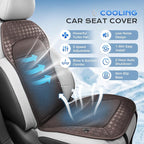Coverado Summer Ventilated Car Seat Cushion, 12V-24V Dual Blowing & Suction Cooling Pad with 8 Turbo Fans, 3-Speed Adjustable Universal Fit for Car, SUV, Truck & Van - Brown