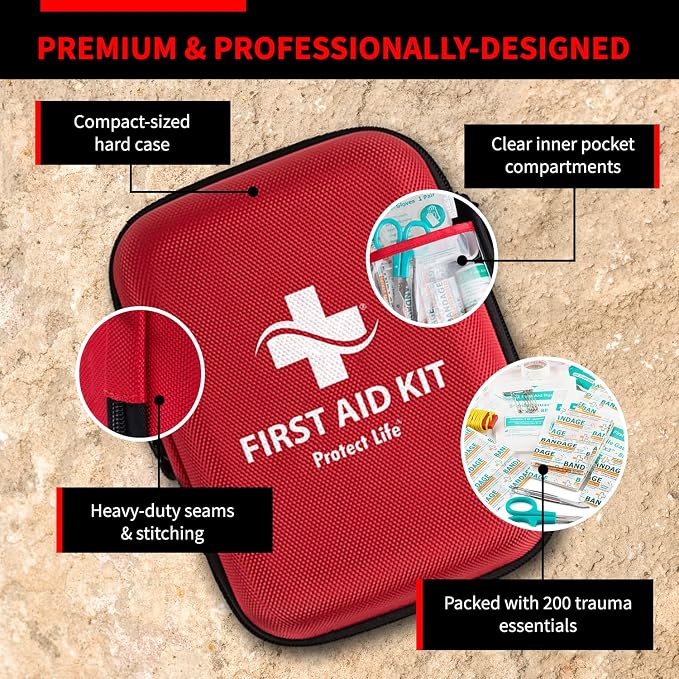 Survival First Aid Kit for Home/Business, Camping Survival Kits | Mini Travel First Aid Kit | Camping Equipment | Small Kits for Car | Outdoor Emergency Survivals Pack - 200pcs