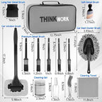 Windshield Cleaner Tool, Car Interior Cleaning Kit, Car Detailing Kit Interior Cleaner with10Pcs Detailing Brush Set, Gray Auto Detailing Supplies & Accessories