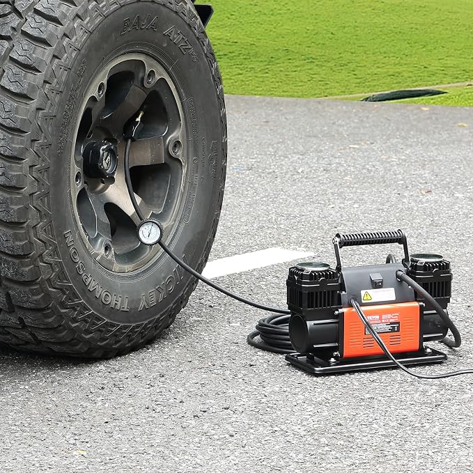 10.6 CFM Heavy Duty Air Compressor, 30s Fast Inflation | Dual-Cylinder Portable Tire Inflator, 12V 150PSI Offroad Air Pump with Adapters for Trucks Car SUV 4 x 4 Vehicle RV