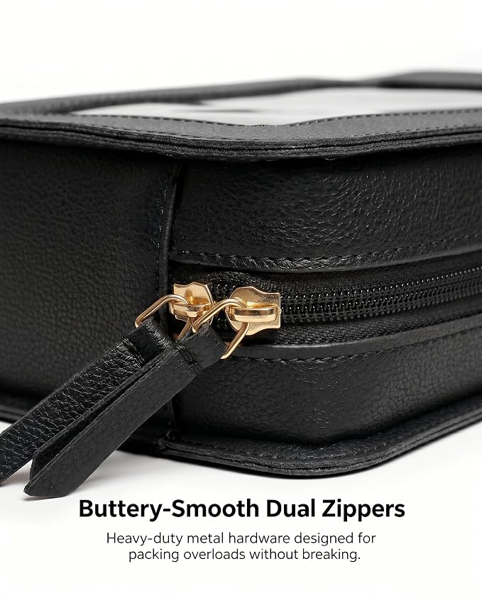 Clear Makeup Bags for Beach, TSA Approved Toiletry Bag with Zipper, Clear Beach Makeup Organizer Fit Carry-on Travel Essentials,Small Cosmetic Bags for Women Men (O-Black)
