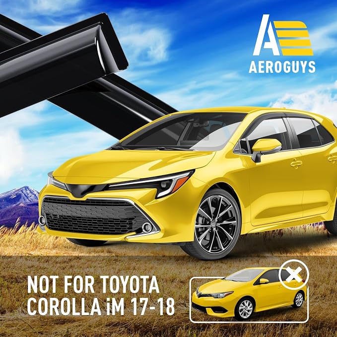Extra Durable Window Deflectors Tape-On Window Visors Rain Guards Fit for Toyota Corolla 2020-2026 Hatchback, Sun Visors, Wind Vent for Shades, Exterior Car Accessories - 4pcs. AG0155