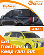 Extra-Thick Window Rain Guard for Hyundai Palisade 2020-2025 SE SEL XRT Rain Guards Tape-on Side Window Visors Low Profile Vent Visor Window Deflectors Vent Shades Car Accessories