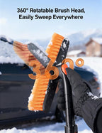 47.2" Ice Scrapers for Car Windshield and Extendable Snow Brush with Foam Grip and 360° Pivoting Brush Head for Auto Car Truck and SUV(Orange)