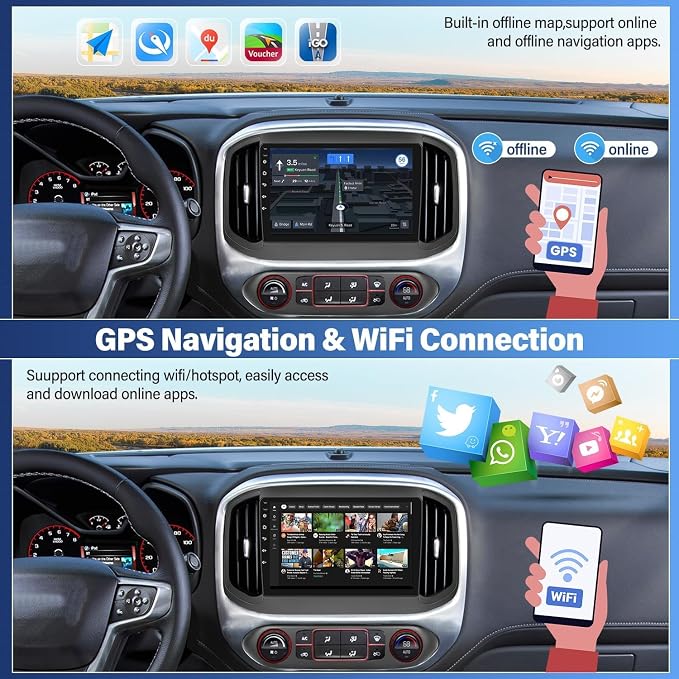 2+64G Car Radio for Chevy Colorado GMC Canyon 2015 2016 2017 | Car Stereo with Wireless Carplay Android Auto Bluetooth Touch Screen with WiFi FM GPS SWC Backup Camera
